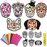 Wovnet 30 Sets Day of The Dead Crafts for Kids Skull Tissue Paper Sign Crafts Kit DIY Sugar Dia De Los Muertos Tissue Paper Bulk for Halloween Mexican Home Classroom Decorations Party Supplies