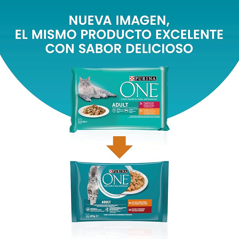Purina one comida úmida para gatos adultos filés ao molho com frango 12 x [4 x 85 g]