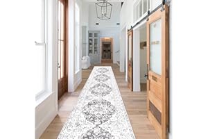 Pauwer Hallway Runner Rug 2x10, Long Washable Kitchen Rugs Runner, Farmhouse Vintage Medallion Area Rug Carpet, Soft Throw Rugs for Bedroom, Non Slip Floor Runner for Entryway Laundry