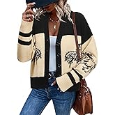 MYMORE Women's ❷⓿❷❺ Western Cowgirl Graphic Cardigan Sweaters Color Block Cowboy Print V Neck Button Up Cardigans Sweater