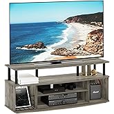 Furinno Jaya Large Entertainment Center Hold up to 55-in TV, Inch, French Oak/Black