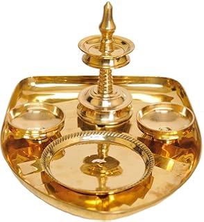 Exotic India Banana Leaf Puja Thali - Brass