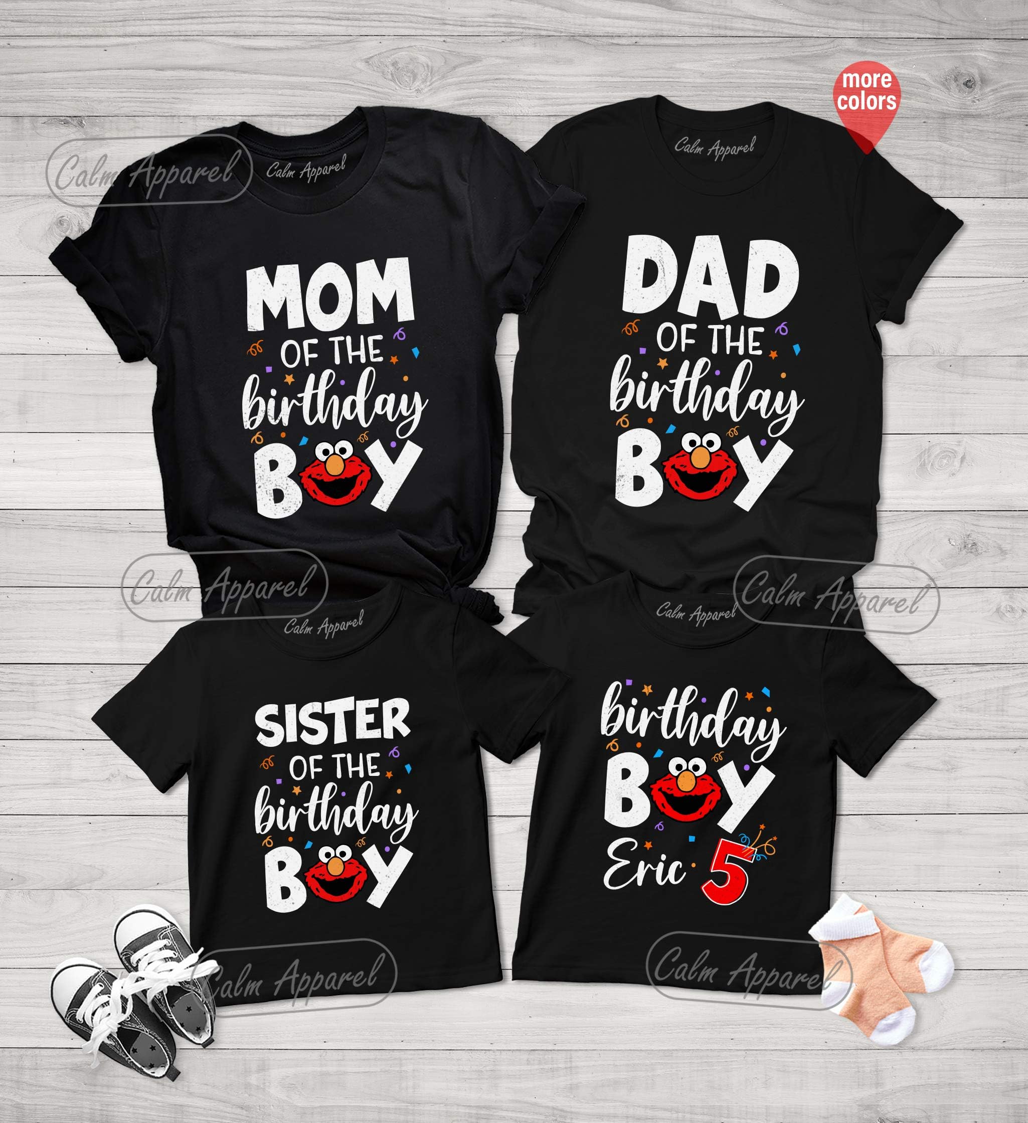 Birthday Boy Family Matching Elmo T-Shirt Personalized Sesame Street Graphic Tee