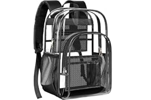 PAMANO Clear Backpack, Heavy Duty Transparent Backpack with Reinforced Bottom See Through for College, Travel, Workplace Security, Black