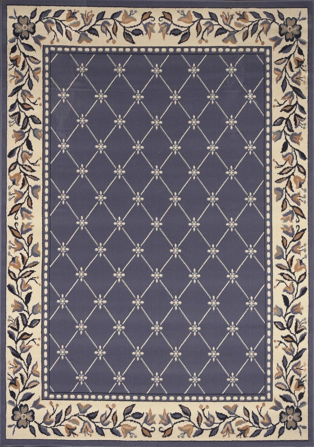 Country Blue Traditional Oriental 3x5 Area Rug Bordered