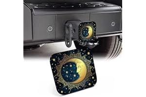 NITAHHHY 2" Trailer Hitch Cover,Boho Moon and Stars Tattoo Rubber Towing Hitch Tube Cover Hitch for Men Women, Sturdy Receivers Plug Accessories for Pickups Trucks Cars