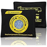 Wisesorb 500g Reusable Silica Gel Desiccant Packs, Rechargeable Dehumidifier Moisture Absorbers with Color Indicator for Storage, Gun Safes, Suitcases, 3D Printing Filaments, Electronics, Car [2 Pack]