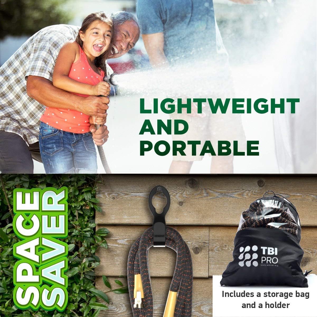 [7 in 1] Garden Hose Expandable Set 50ft - Superior Strength 3750D / 4-Layers Latex/Extra-Strong Brass Connectors / 10-Way Durable Zinc Water Spray Nozzle, 2-Way Pocket Flexible Splitter (50 Feet) : Garden & Outdoor