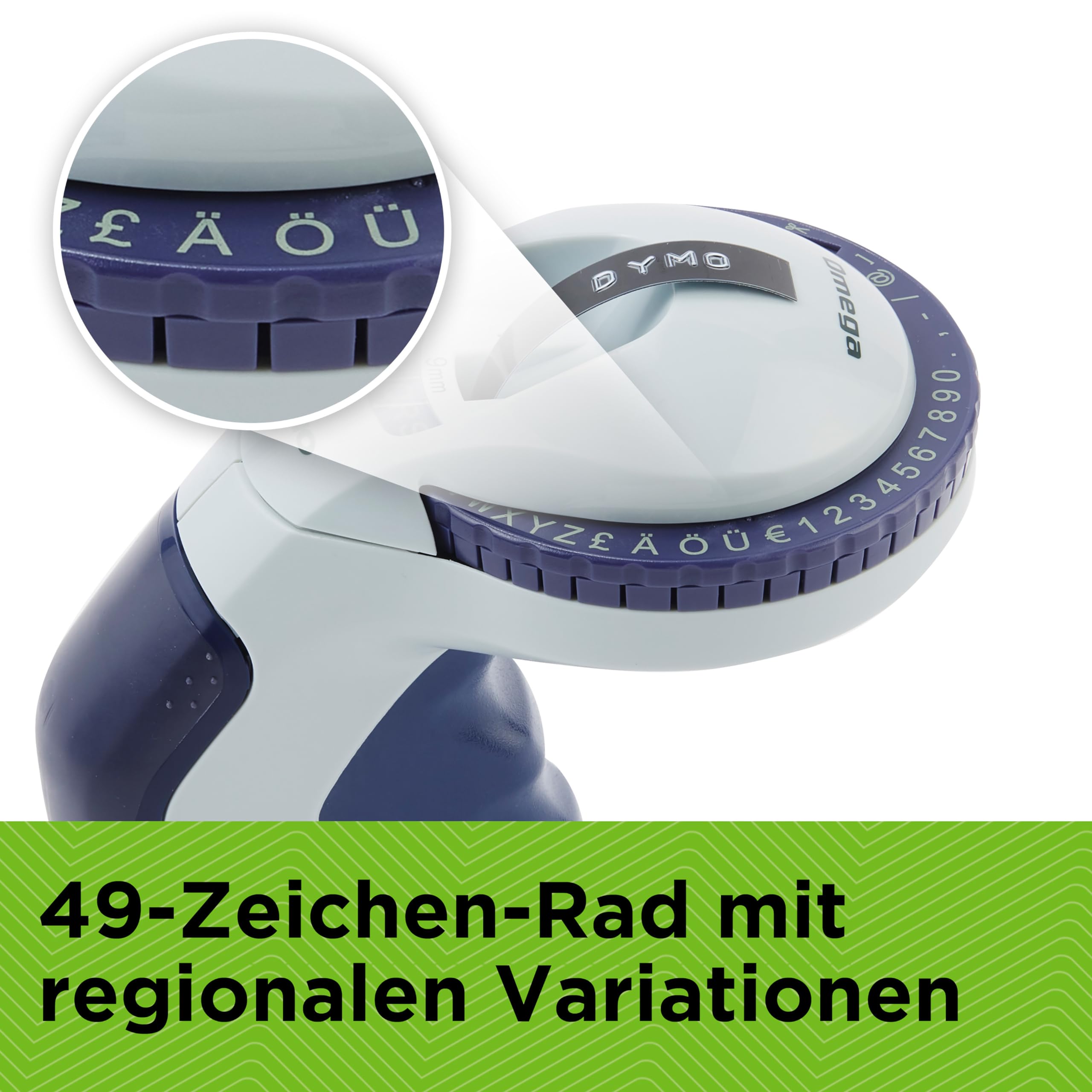 DYMO Omega Prägegerät | kleines Beschriftungsgerät mit Dreh-klick-System und ergonomischem Design | für zu Hause und für Bastel- und Hobbyprojekte (£/€ÄÖ und Ü) 5