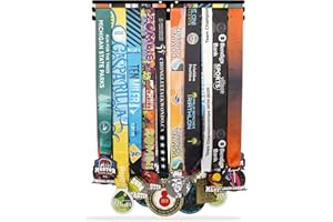 iBobbish Sports Marathon Medal Display Hanger Holder Racks Frame in matt Black Surface Wall Mount Over 40 Medals Upgraded 3 Lines with 3 Screws Easy to Install Easy to use