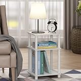 Furinno Just Side Table Set of 2 3-Tier End Tables Open Shelves White Espresso view 2