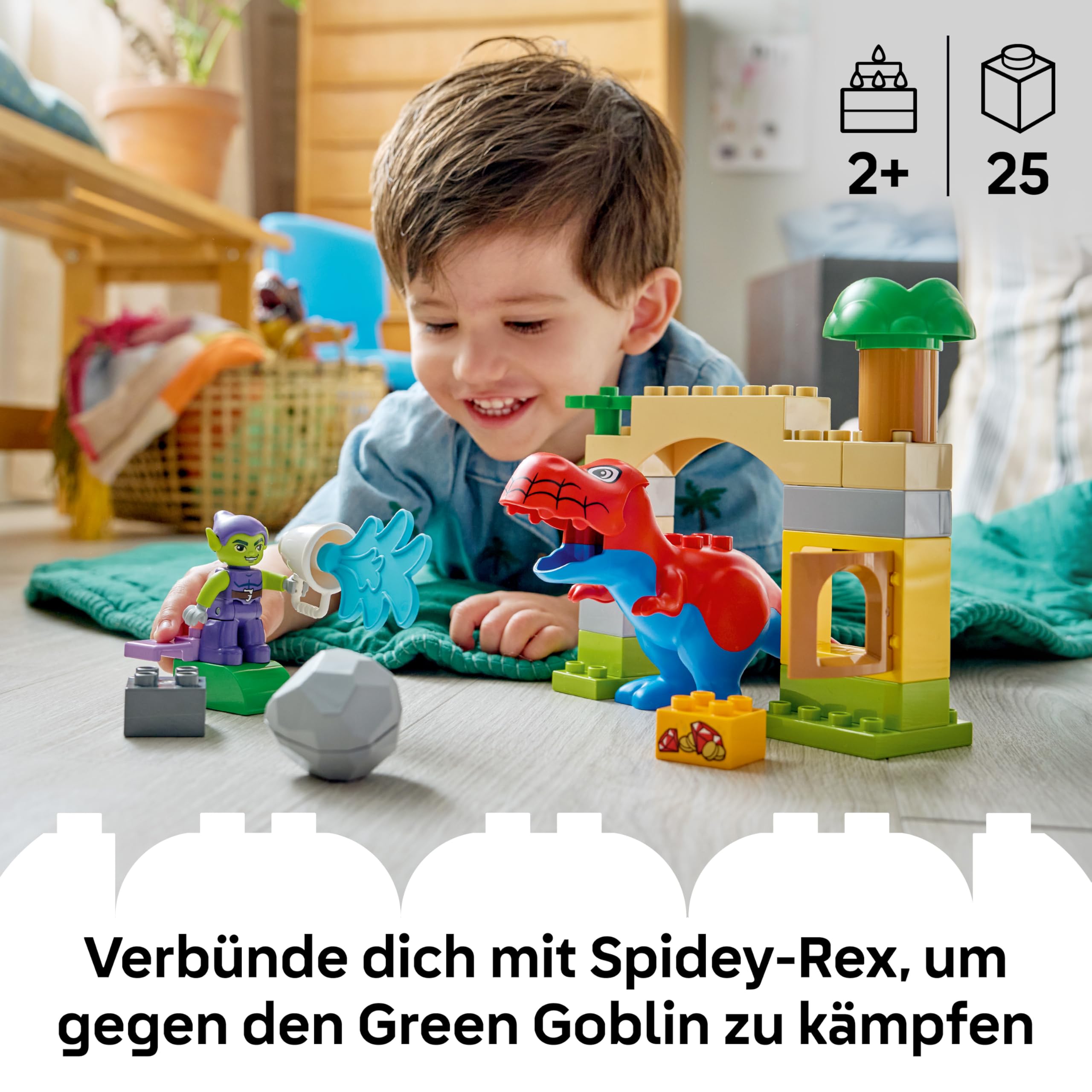 LEGO DUPLO | Spidey-Rex vs. Green Goblin - Feinmotorik Spielzeug für Kleinkinder - 2 Figuren inkl. Spidey-T-Rex - Superhelden Geschenk für Jungen ab 2 Jahren - 10463 2