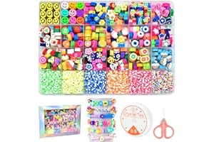 JOJANEAS Cute Beads Fruit Flower Polymer Face Beads Clay Bead Kit,Charms Bracelet Making Kit,Beads for Bracelets Making,Beads for Jewelry Making Adults