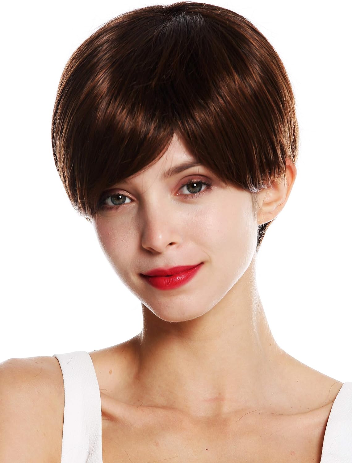WIG ME UP - VK-32-2T30 quality women's wig very short boyish parting parted chestnut brown mix, Brown mix (2T30), Length: approx. 20 cm