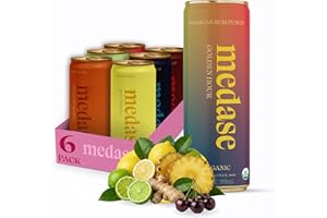 MEDASE Variety Pack Non-Alcoholic Mocktail (12oz 6 Pack) Authentic Taste, Healthy and Organic Drink, Alcohol Free Beverage, Low Calorie, Gluten Free, Vegan, GMO Free