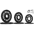 Fitvids Olympic Cast Iron Plate for Strength Training and Weightlifting, Pairs, Sets or Set with Barbell, Multiple Sizes