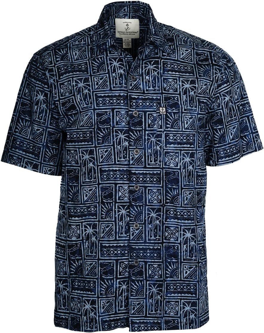 Artisan Outfitters Mens Outer Banks Batik Cotton Hawaiian Shirt