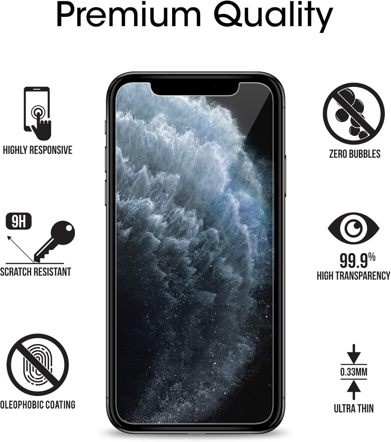 amFilm Glass Screen Protector for iPhone 11 Pro, XS, X (5.8 Inch) (3 Pack) iPhone 11 Pro, 10s, 10 Tempered Glass with Easy Installation Tray