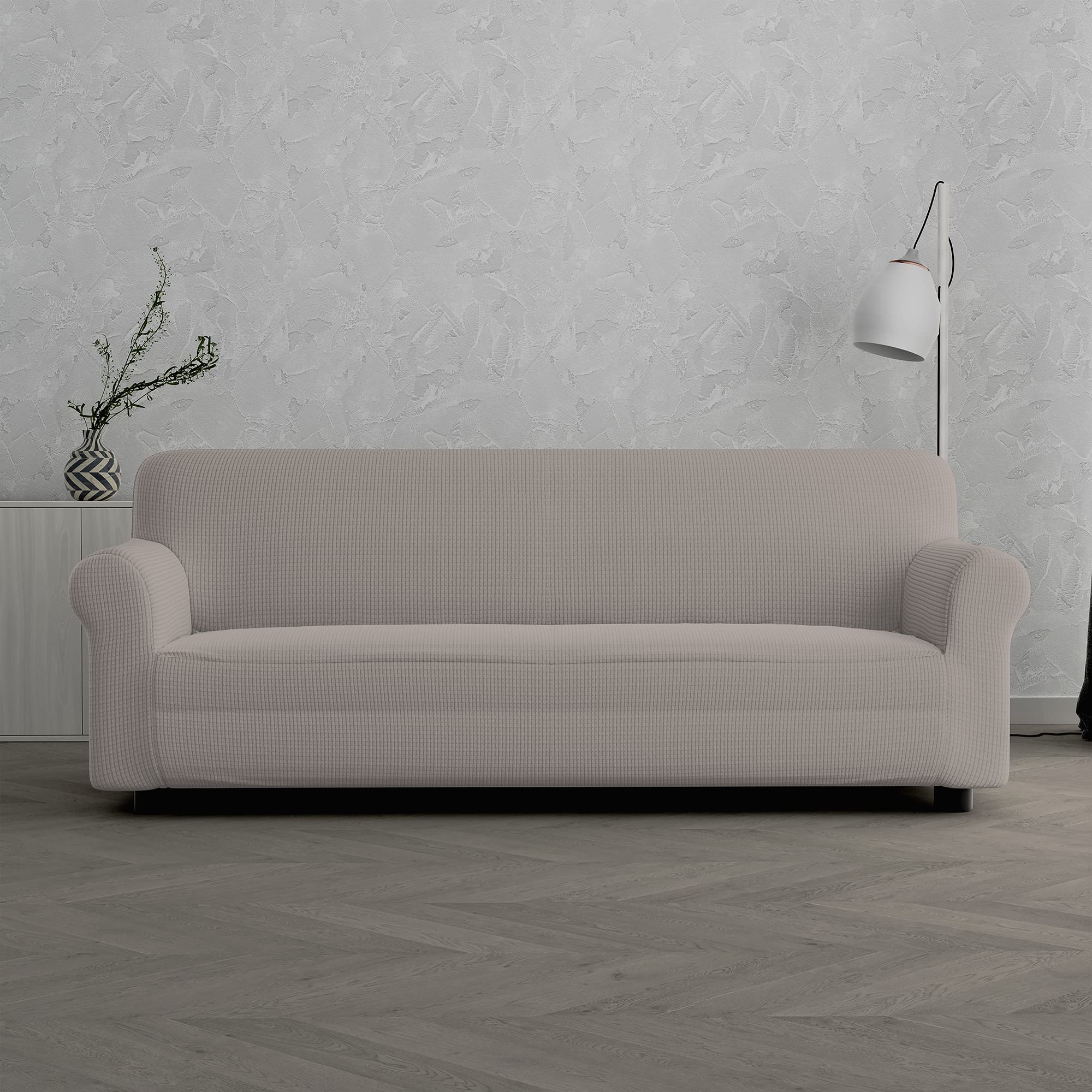 Italian Bed Linen “ Leslie” Sofa Cover, 95% Polyester + 5% Elastane, Dove Grey, 3 Places