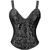 TRIWORKS Renaissance Corset Tops for Women Vintage Lace Up Corset Overbust Boned Bustier Bodice for Halloween Costume