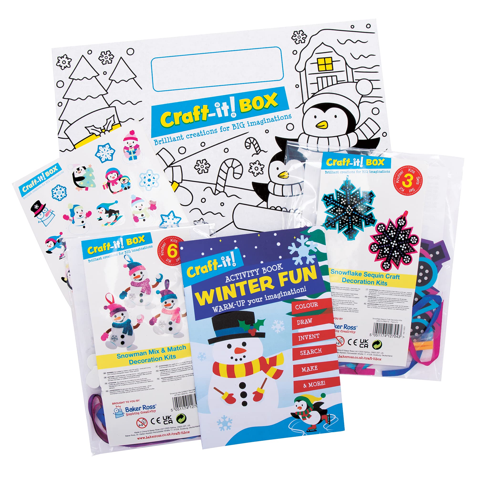 Baker Ross CBS014 Winter Fun Craft Box - Creative Arts and Crafts Activities for Kids