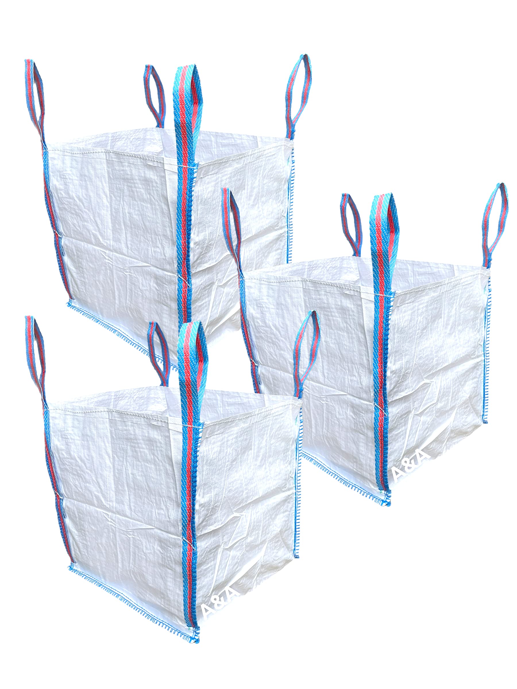 A&A SUPPLIES UK - 3 x 1/2 Half a Tonne FIBC Bulk Builders Bags Strong Garden Waste Heavy Duty Industrial Woven Material Jumbo Sacks Ton GB (3)