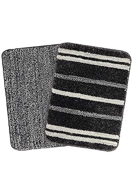 Saral Home Black Soft Microfiber Anti-Skid Bath Mat (Pack of 2, 35x50 cm)
