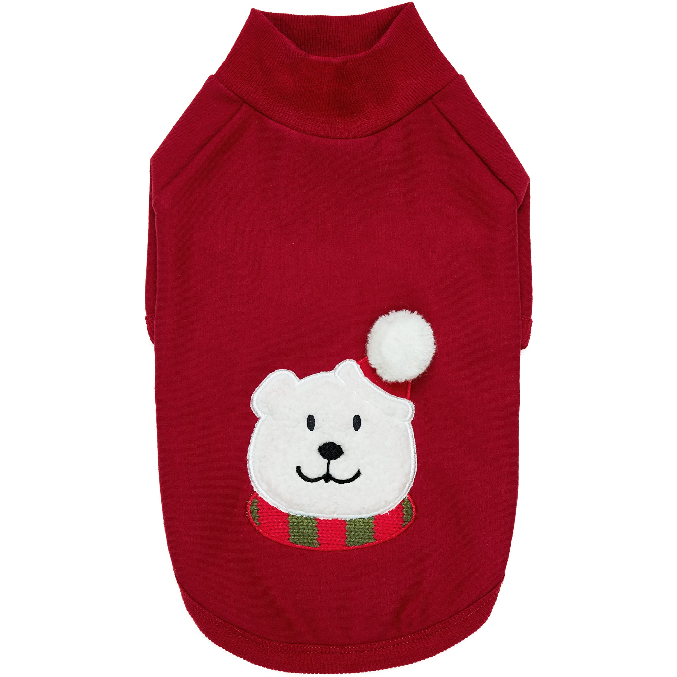 Blueberry Pet Comfy Merry Christmas Holiday Festive Bear Pullover Turtleneck Fall Winter Dog Sweatshirt Coat, Back Length 25cm, Warm Clothes for Small Dogs