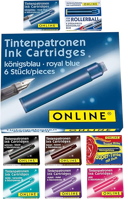 Online Standard Tintenpatronen Bunt Im Vorteilspack Kompatibel Mit Allen Gangigen Standard Fullern Ersatz Patronen Fur Fullhalter Und Rollerball Konigsblau Schwarz Braun Turkis Pink Violett Amazon De Burobedarf Schreibwaren