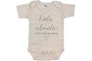 PINEAPPLE PANCAKE KIDS Hola Abuela Spanish Pregnancy Announcement Infant Bodysuit for Grandma - Abuelito Gift for New Baby Reveal! (Natural)