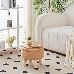 Wimarsbon Storage Ottoman, Modern Round Footrest
