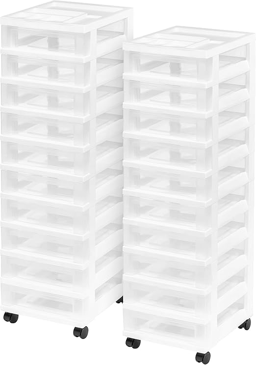Amazon Com Iris 10 Drawer Rolling Storage Cart With Organizer Top