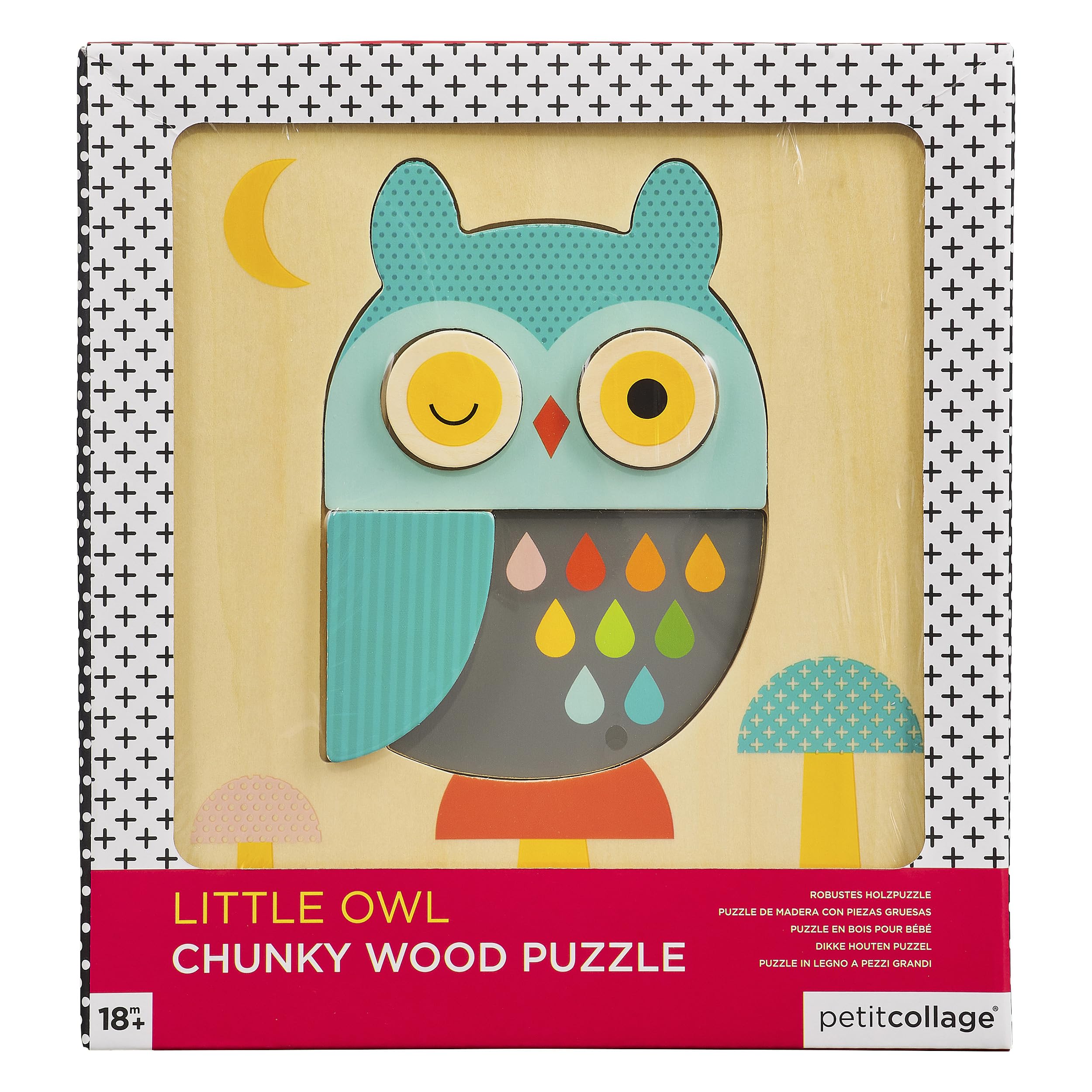Petit Collage PTC318 Chunky Wooden Tray Owl Puzzle, Multi