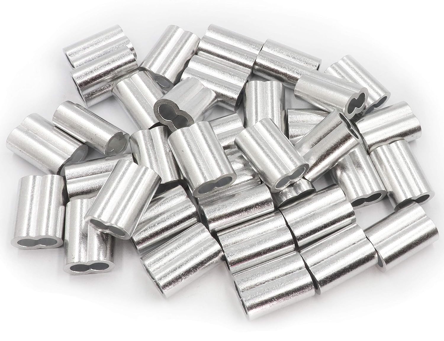 LBY 50pcs Cable Ferrule, Metric 5mm(.2'') Aluminum Double Barrel