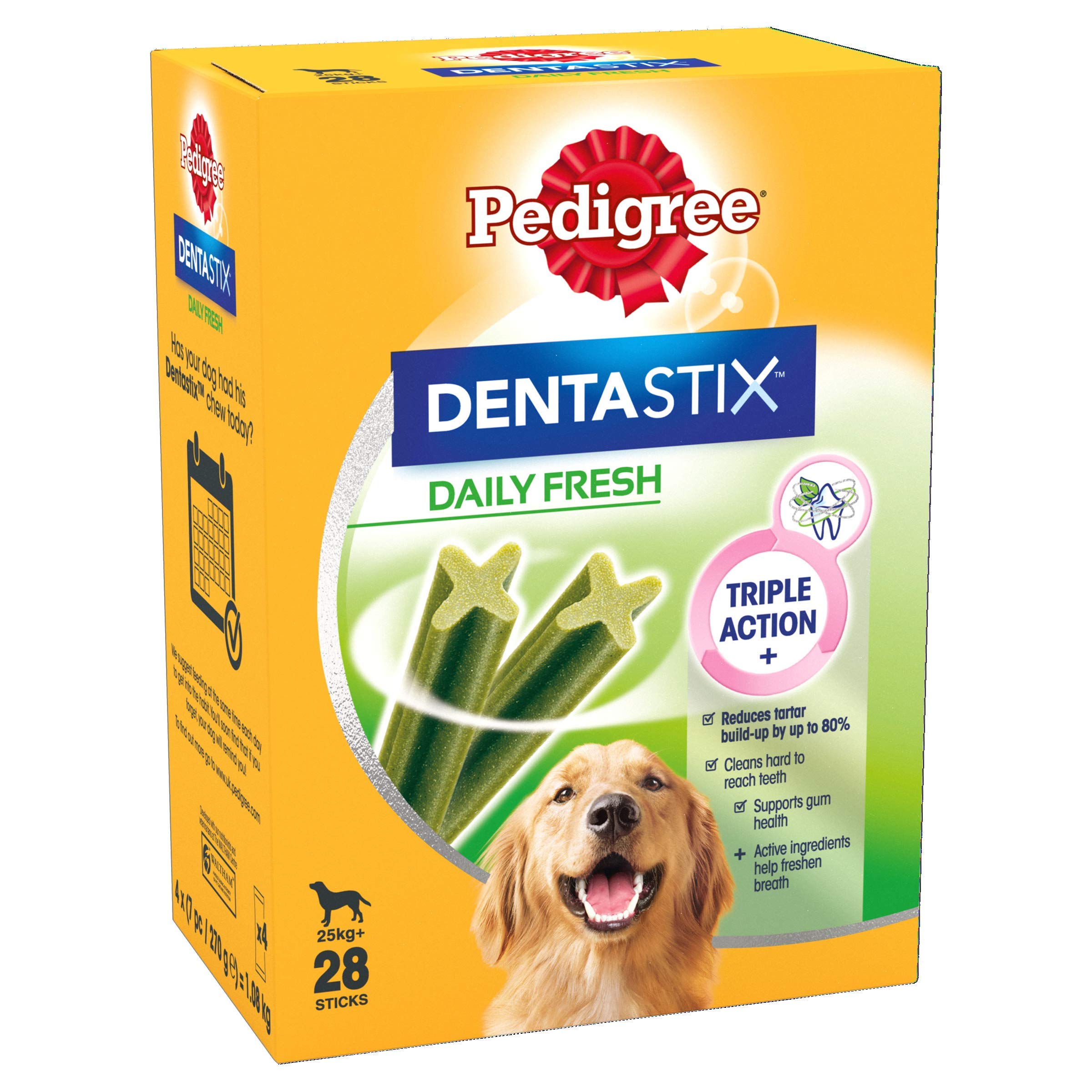 Pedigree Dentastix - Fresh Daily Dental Chews Large Dog, 112 Sticks - 4.32 kg megapack Pack of 4 (4 x 28 Sticks)