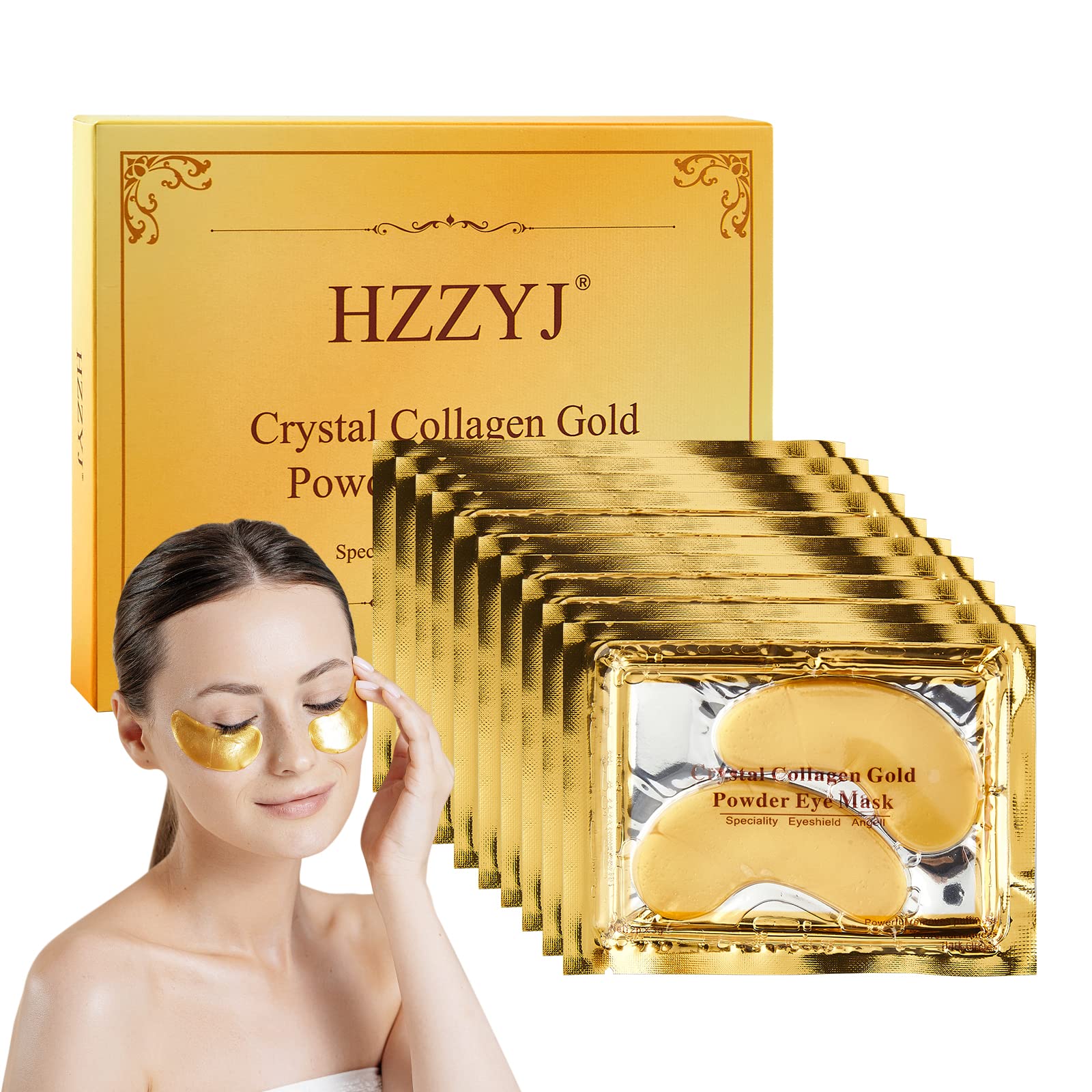 (10 Pairs)24K Gold Under Eye Treatment Mask,Collagen Eye Mask,Premium Anti Aging,Anti Wrinkle,Moisturiser for Under Eye Wrinkles for Puffy Eyes & Bags,Dark Circles and Wrinkles Hydrating