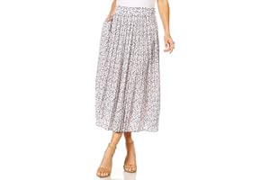 SIMLU Pleated Midi Skirts for Women with Pockets, Elastic High Waisted Skirt Reg & Plus Size Womens Summer Skirts Trendy 2023