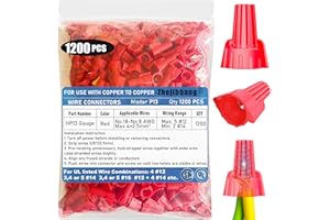 ZHEJIBBANG 1200 PCS Winged Red Wire Nuts 13 Gauge for 18-8 AWG, HSP13 Easy Twist-On and Easy Screw On Wire Connectors Ribbed Cap for Quick Connect Electrical Wiring,Heavy Duty Screw Terminals with Metal Spring
