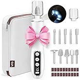 Electric Nail File Drill, Cordless 2000 mAh Rechargeable Nail Filer Electric, Portable Nail Dril 10 Speeds Professional Machine Drill for Nails Acrylic Manicure and Thick Toenails Grinder (White)