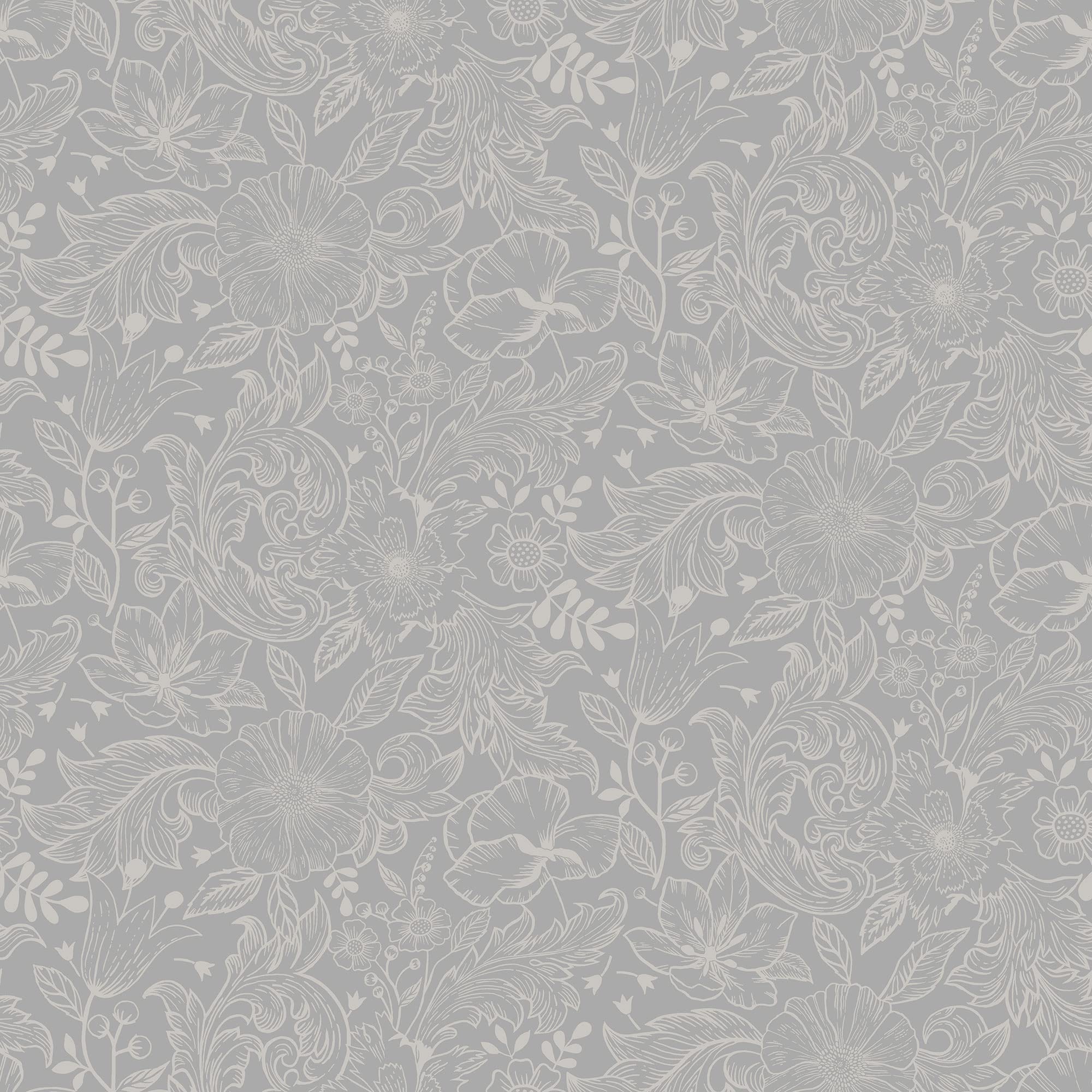 Galerie S13126 Sommarang Mono Flora Wallpaper, Grey, 10.05m x 53cm