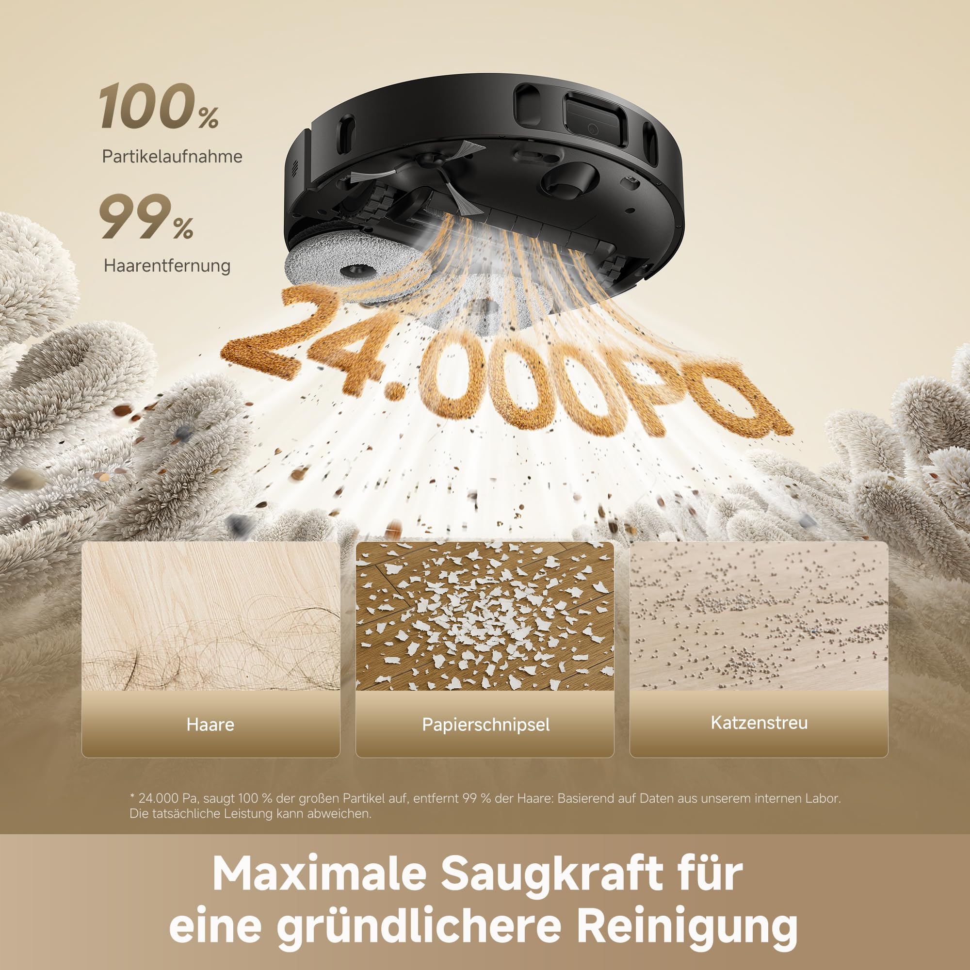 dreame L40 Ultra A Saugroboter und Bodenwischer mit automatischer Staubentleerung und doppeltem Anti-Verknotungssystem, Saugleistung von 24.000 Pa, 10,5 mm Wischtuchanhebung 5