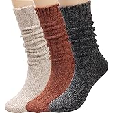 Galsang Vintage Thick Knit Wool Slouch Boots Crew Socks for Women Cotton Casual CrewSocks Gift Socks,Size 5-10,#B67