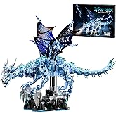 Myth Qholve Mechanical Dark Ice Dragon Building Block Set with Hand Crank Motion Movable Head, Wings & Limbs Fantasy Dragon Model Kit for Teens & Adults