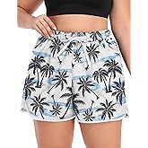 COOTRY Womens Plus Size Board Shorts Quick Dry Drawstring Beach Shorts Swim Shorts with Pockets