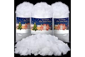 ANVAVO 36 Ounces Christmas Fake Snow Decor Indoor Outdoor Soft Fluffy Cotton Snow Artificial Snow for Christmas Village Crafts Christmas Tree, Nativity and Winter Display Decorations, 3 Bags