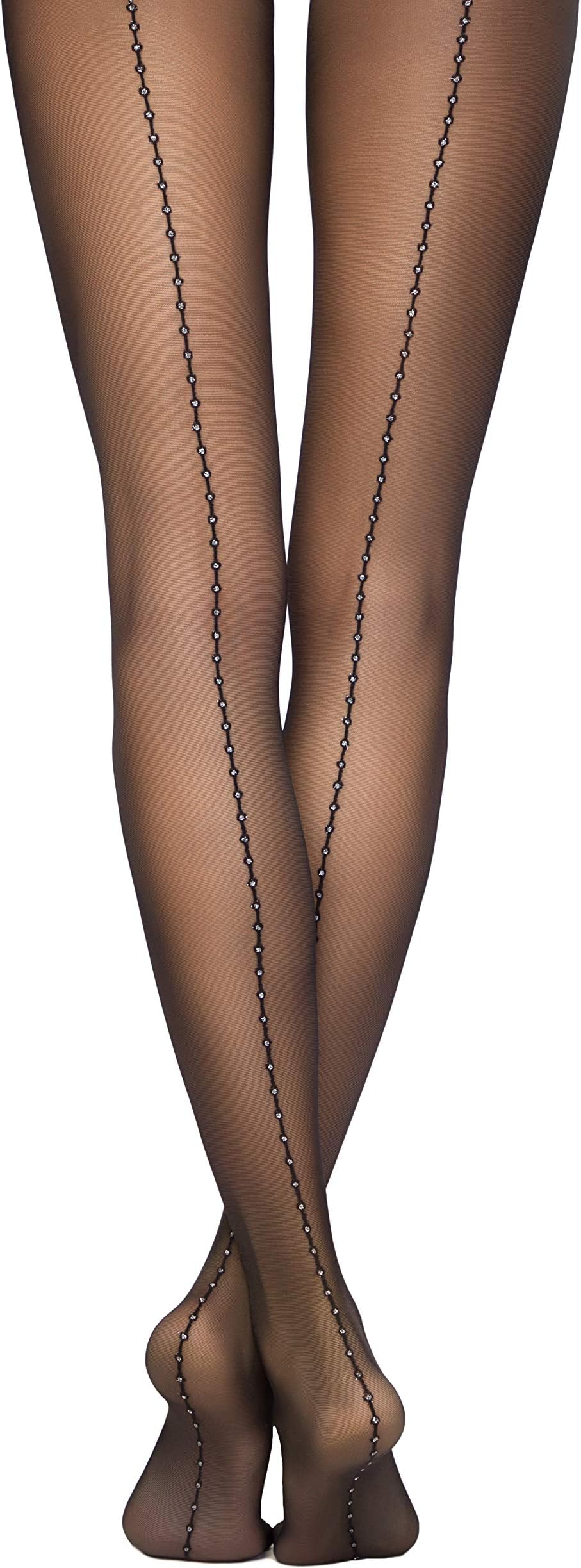 Conte elegantConte Womens Shiny Lurex Back Seam Fantasy Design Pantyhose Tights Insight