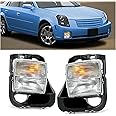Kojem Fog Light Compatible with 2004-2007 Cadillac CTS-V Lamps + Signal Lights Clear Lens Pair Replacement for GM2592153 GM2593153 | 25753699 25753700 | 15140707 15140708