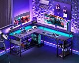 ODK L Shaped Gaming Desk with LED Lights & Power Outlets 168x120cm view 7
