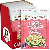 Chicken of the Sea Alaskan Pink Salmon in Spring Water, 2.5 Ounce Packets (Box of 12), Wild Caught, Skinless &amp; Boneless