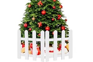 RUODON 6 Pack Thick Christmas Tree Fences White Wooden Picket Fences Tree Fence Border Decoration for Xmas Wedding Party Decor Garden Home, 15.7 x 12 Inches